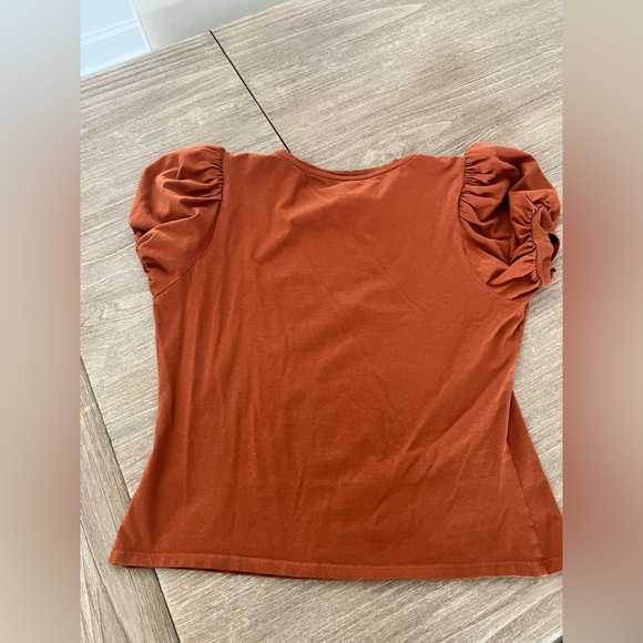 PAIGE Brown Fitted Short Sleeve T-Shirt - Picture 3 of 4